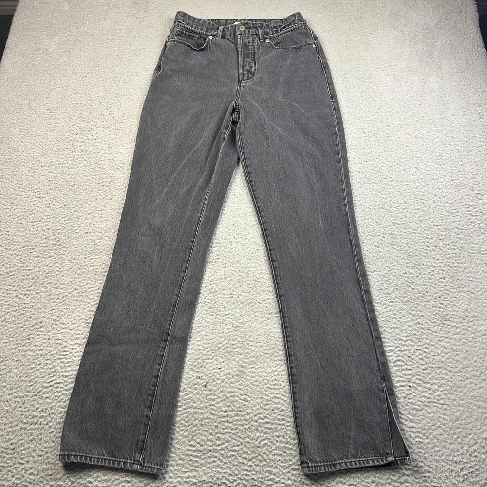 Good American Jeans Women Gray Good Boy Straight Split Waist Hem HemSlit 2/26